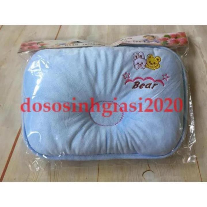 Gối lõm cho bé-Gối lõm Vườn Hồng nhung vuông chống méo đầu bé sơ sinh