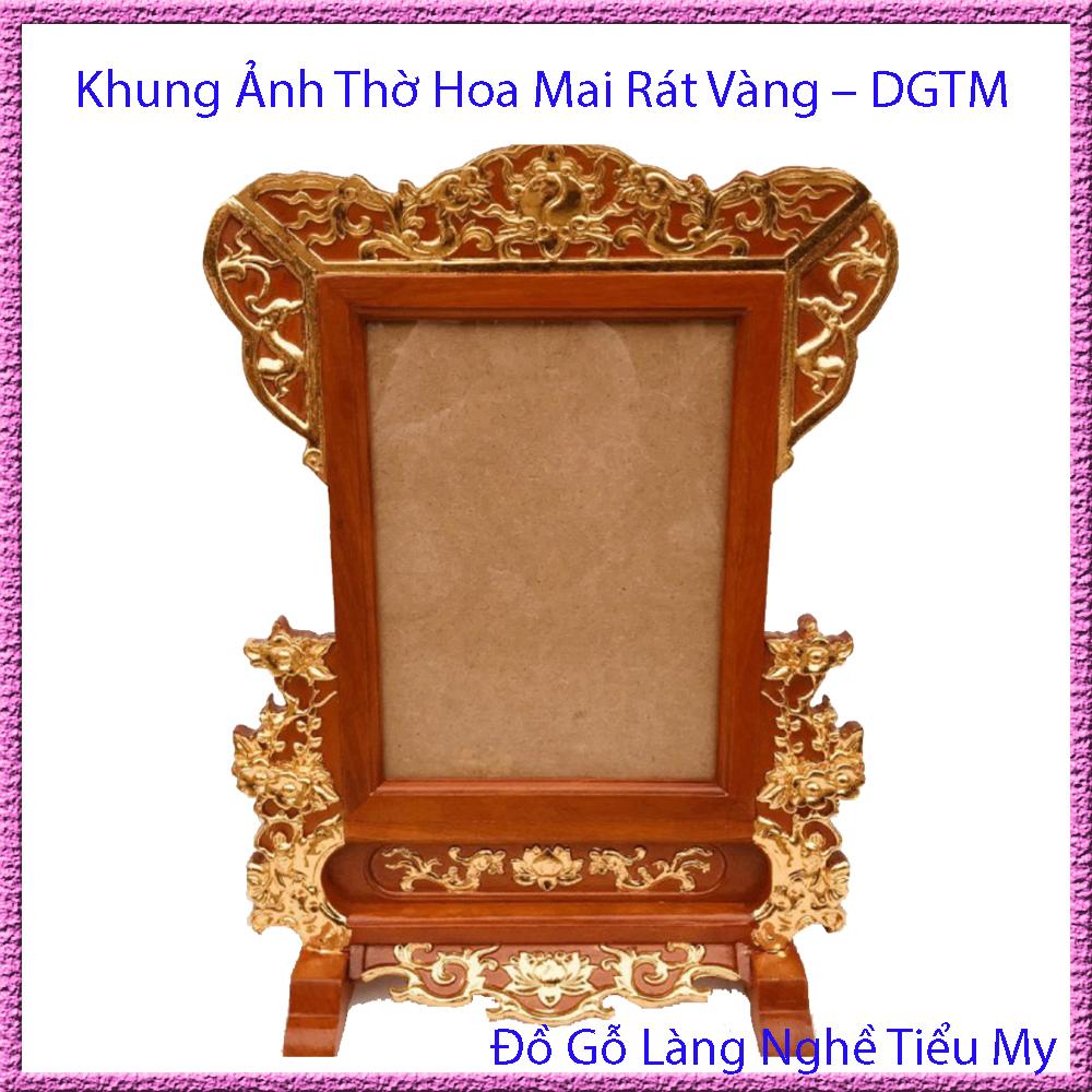 Khung Ảnh Thờ Hoa Mai Gỗ Hương Rát Vàng cỡ ảnh 20 x 30
