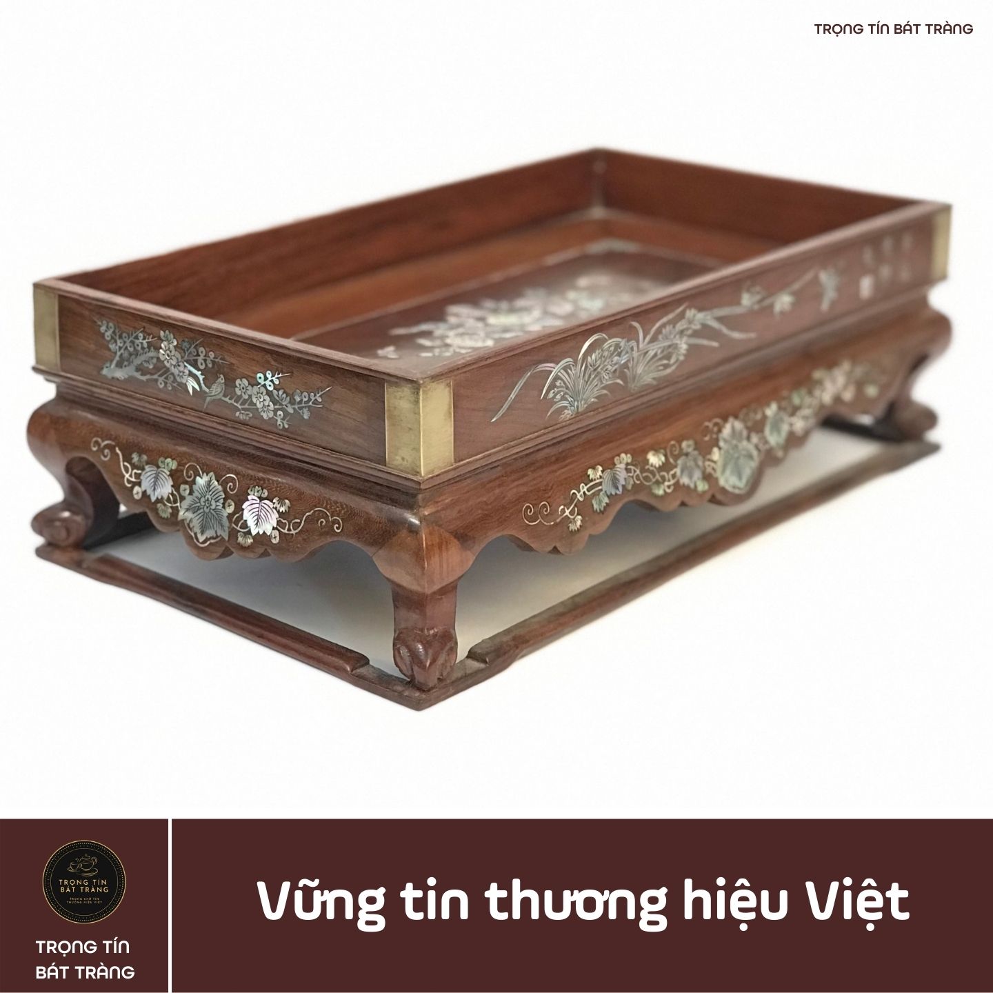 Khay Trà Gỗ Cẩm Hình Chữ Nhật Kích Thước 35*20,5*11 cm KT 81