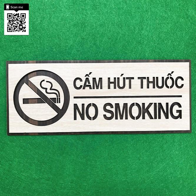 Bảng báo cấm hút thuốc (no smoking) bằng gỗ 12x30cm