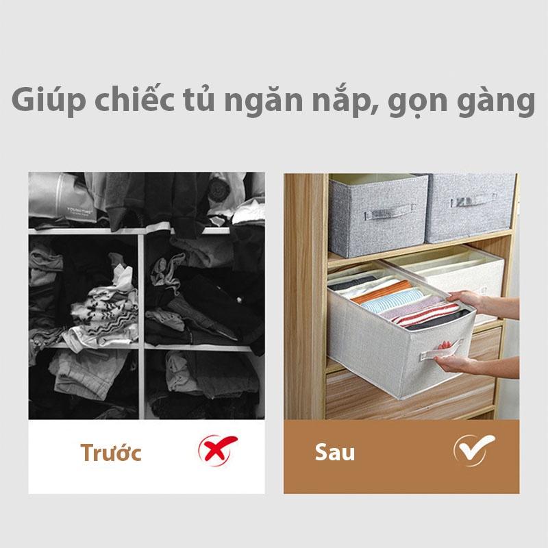 Hộp túi vải chia ngăn đựng quần áo, khay vải đựng đồ 7 ngăn, hộp vải đựng áo sơ mi 9 ngăn 38x25x20 TAGO ND39