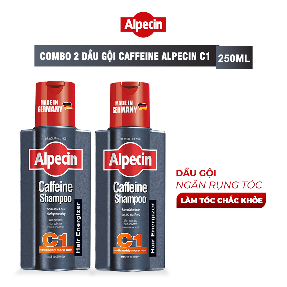 Combo 2 Dầu gội Caffeine Alpecin C1 250ml, ngăn rụng tóc và kích thích tóc mọc chắc khỏe, cho nam