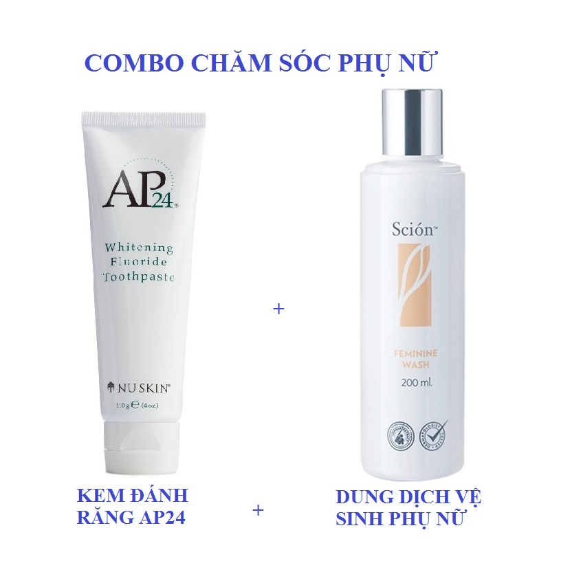 Combo Kem Đánh Răng Ap24 Nuskin 110g +  Dung Dịch Vệ Sinh Phụ Nữ Nuskin Scion Feminine Wash Chính Hãng 200ml