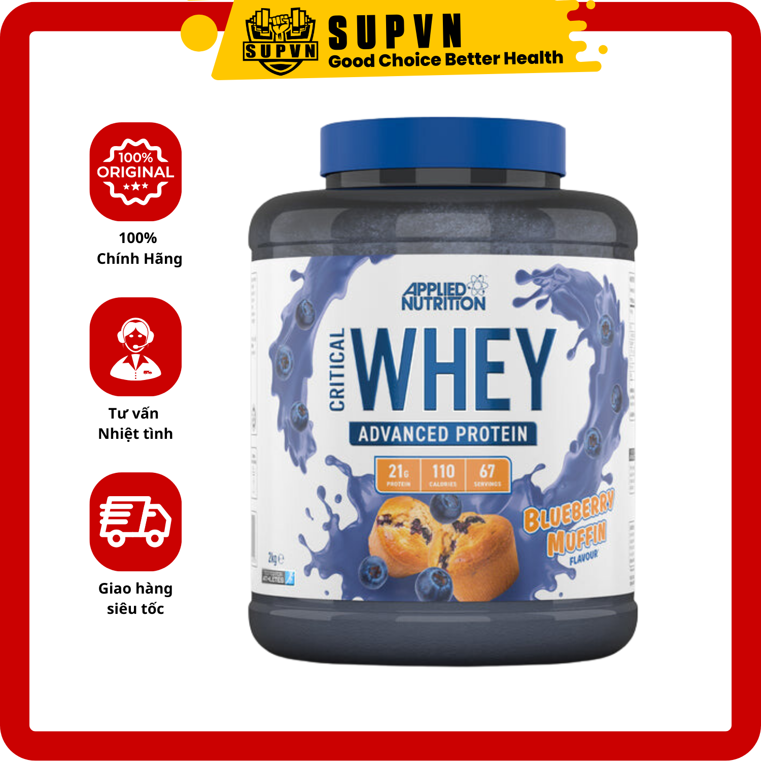 Critical Whey Protein 2Kg Applied Nutrition - Sữa Bổ Sung Protein Hỗ Trợ Tăng Cơ Giảm Mỡ