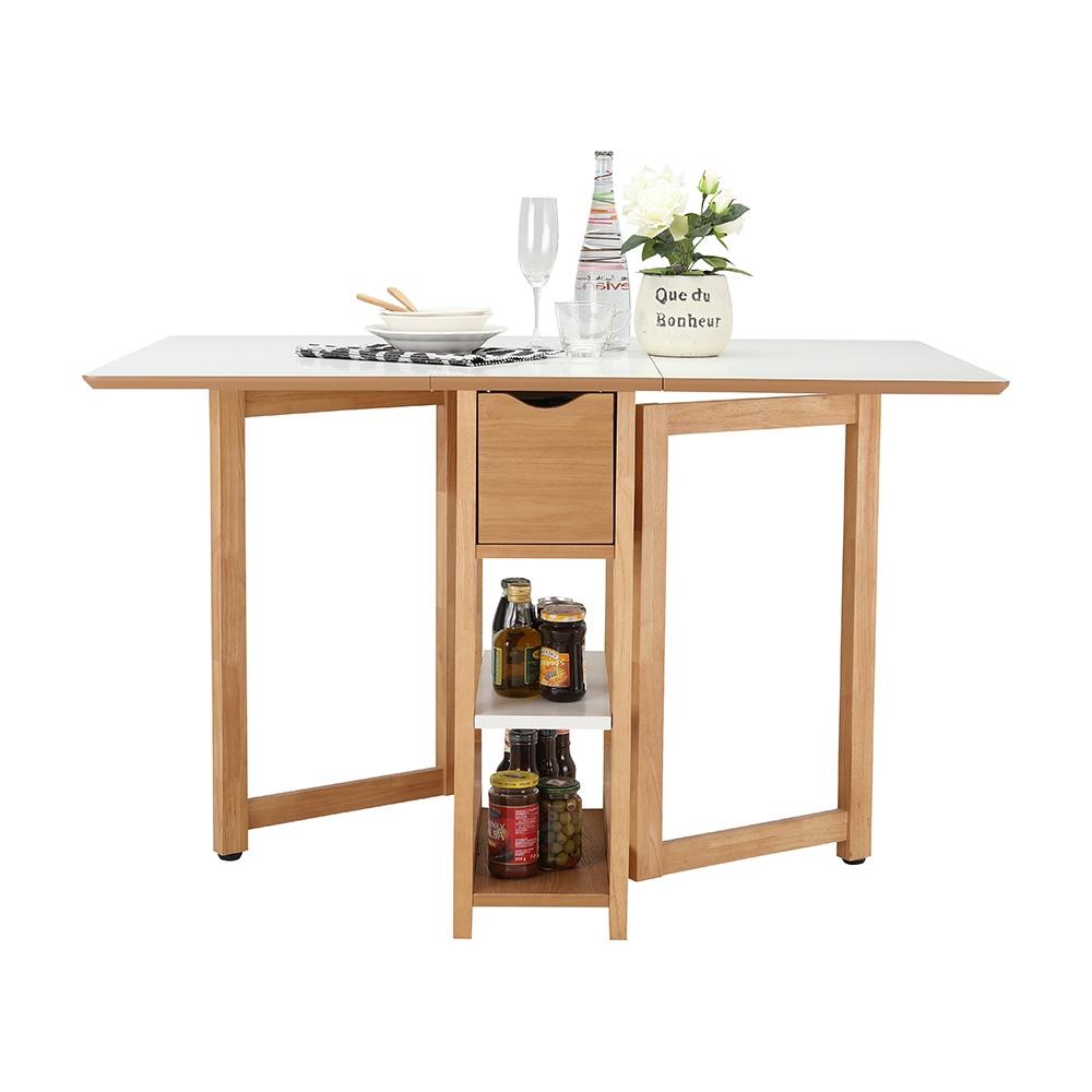 Bàn ăn thông minh PLIER chân gỗ tự nhiên kết hợp mặt gỗ MDF phủ melamine cao cấp kèm kệ và ngăn kéo tiện lợi