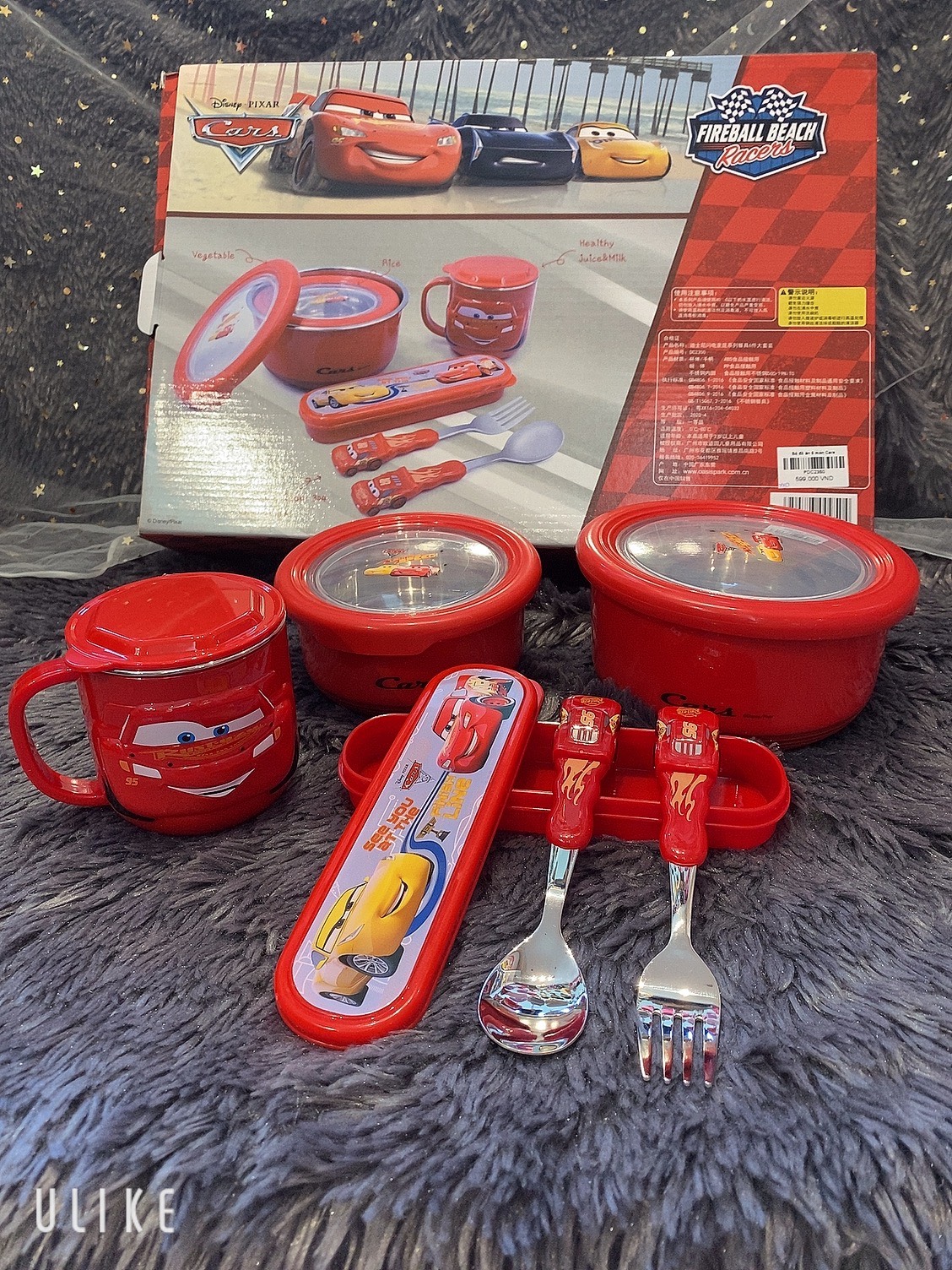 Set ăn uống 6 món 3D hình Car Mcqueen 95 màu đỏ siêu cute cho bé trai - PDC2350D