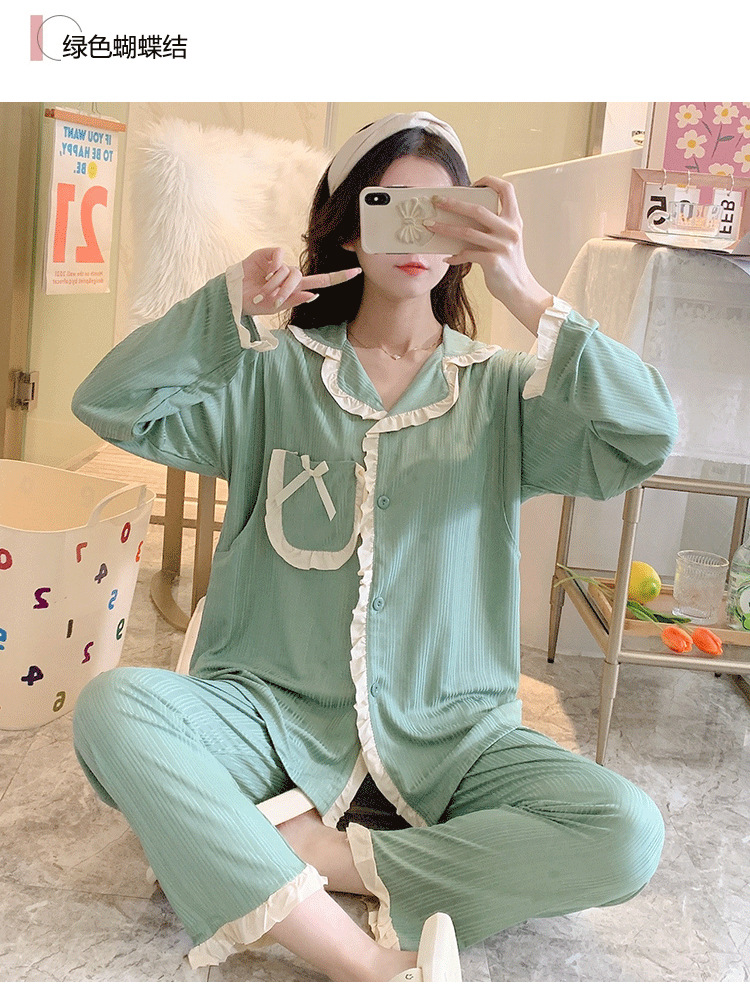 Bộ Đồ Pyjama Bầu Và Sau Sinh Dài Tay Mặc Mùa Hè Cực Mát