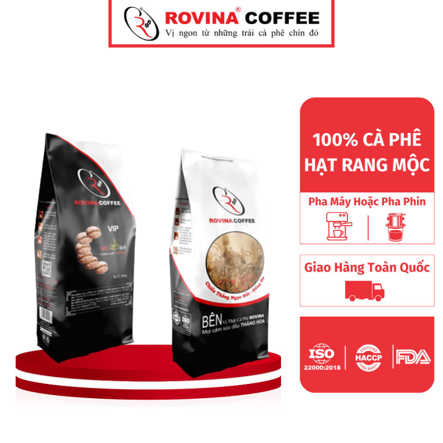 Cà Phê Rovina Vip - Pha Máy - Gói 500gr ( Nguyên Hạt) Mùi Thơm Quyến Rũ, Đậm Mang Lại Những Tách Cà Phê Tuyệt Hảo 