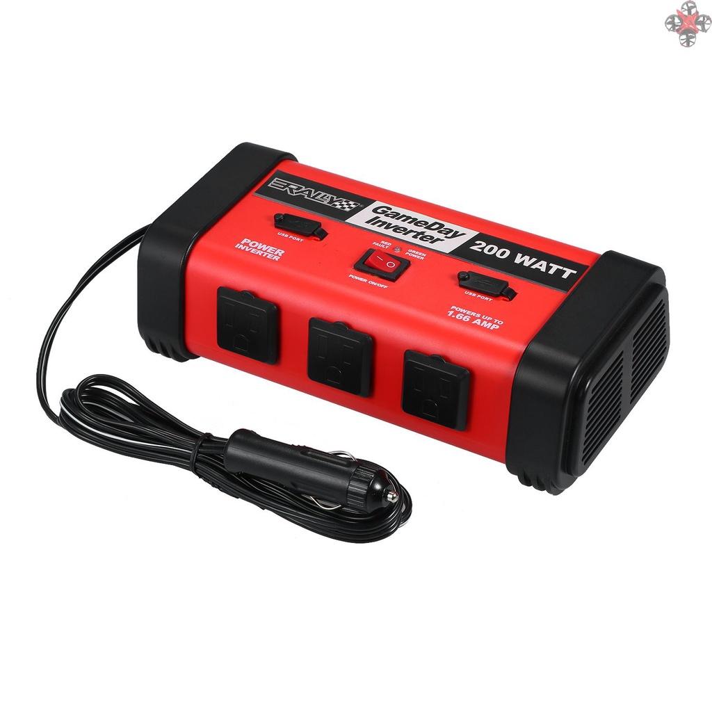 200W Car Power Inverter DC 12V to 110V Modified Sine Wave Converter with USB Port for Laptop Smartphone Household Appliances