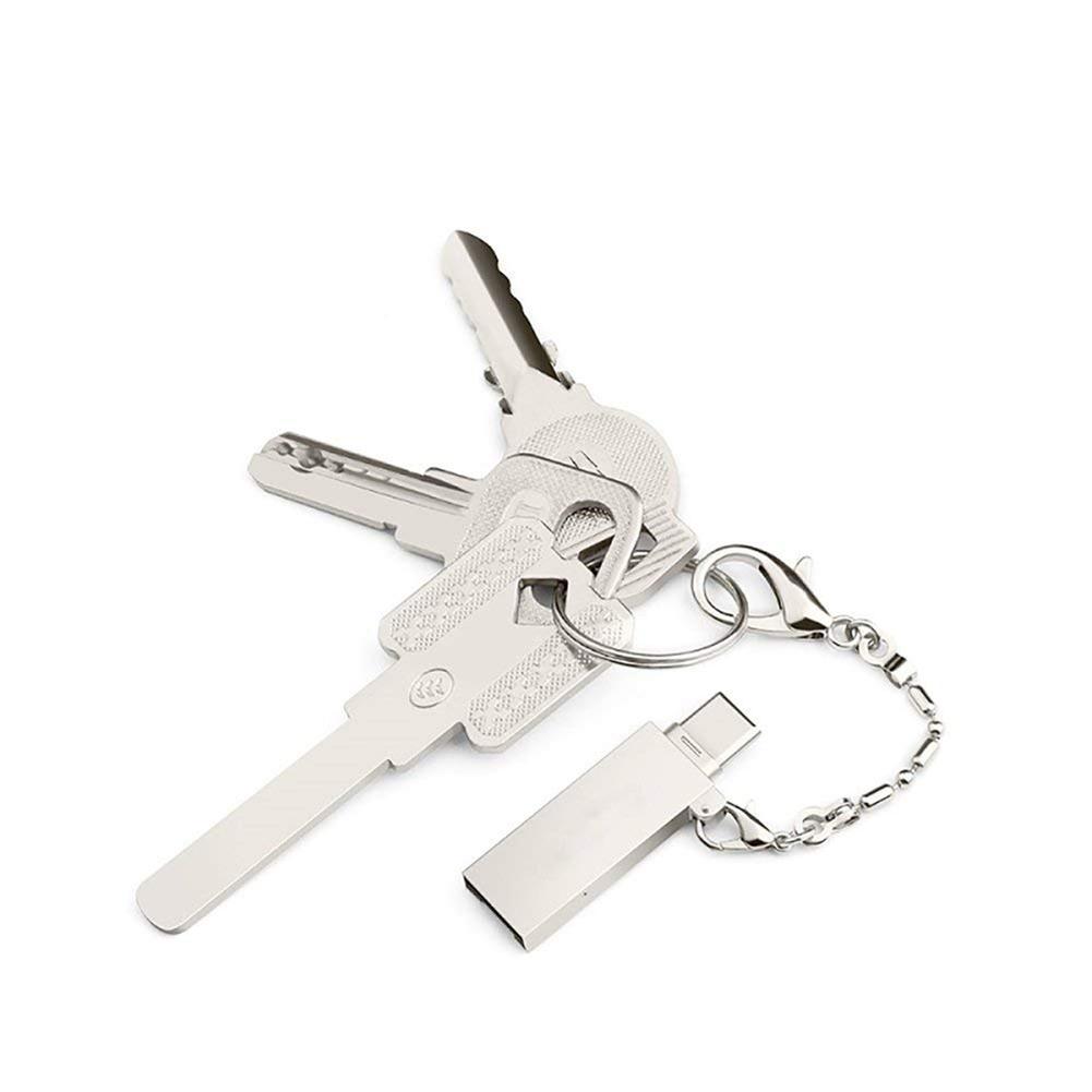 Móc Khóa USB 2 Trong 1 Giắc Cắm Type C Và Đầu Đọc Thẻ Nhớ TF/SD