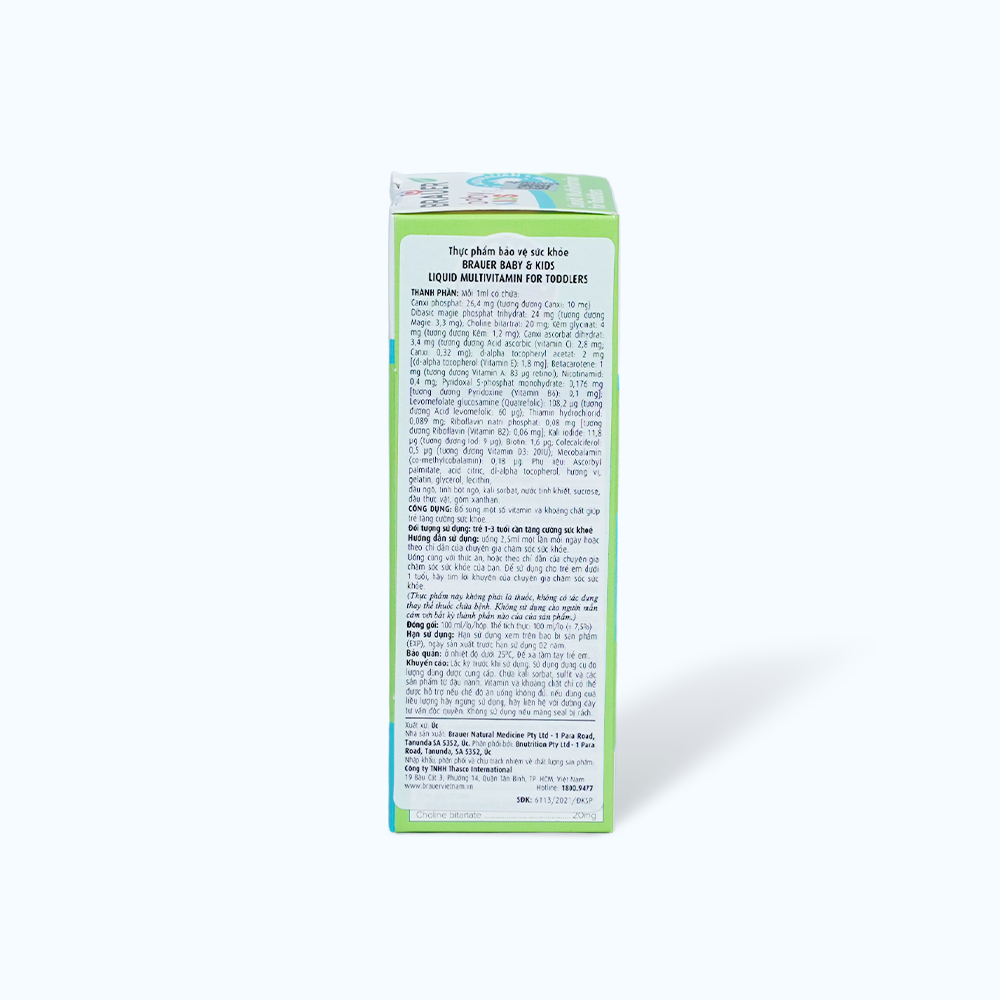 Brauer Kids Liquid Multivitamin for Toddlers - Bổ sung vitamin tổng hợp cho bé từ 1-3 tuổi (100ml)