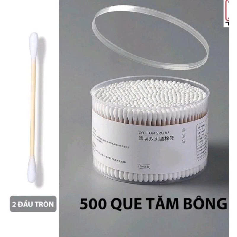 Dụng cụ trang điểm làm đẹp - Set hộp 500c  tăm bông ngoáy tai lớn cao cấp với 2 đầu tăm thiết kế hình dáng khác nhau làm sạch sâu bên trong , an toàn và tiện lợi