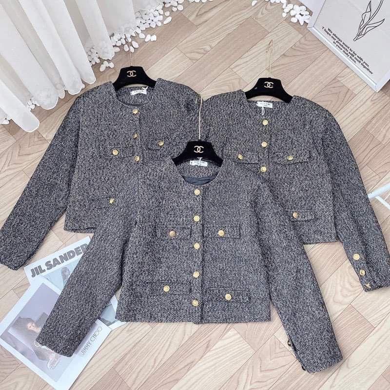 Áo dạ tiêu Tweed dáng vừa 2 lớp hàng quảng châu siêu cao cấp