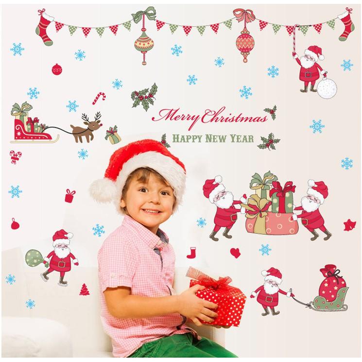 Decal trang trí noel những ông già tuyết