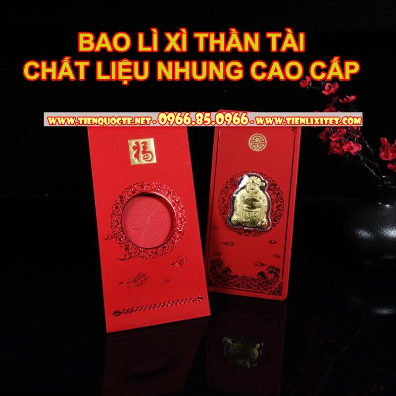 Combo 50 bao lì xì thần tài đồ thờ cúng phong thủy , bao Nhung chất lượng đẹp