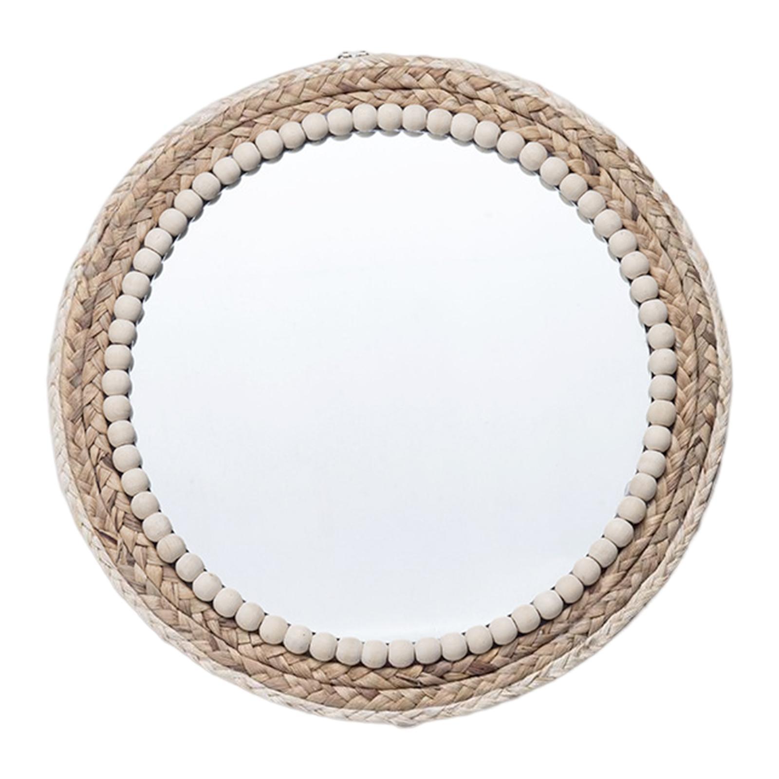 Hanging Wall Mirror,Art Ornament Beads Round Decorative Mirror,Art Ornament for Apartment Home Bedroom Living Room