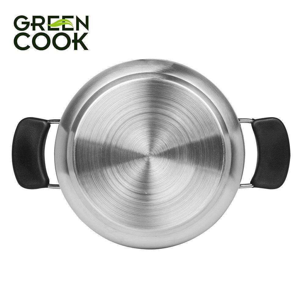 Bộ nồi inox 3 đáy Green Cook GCS08-T1 gồm 3 món sử dụng được trên bếp từ -Hàng chính hãng