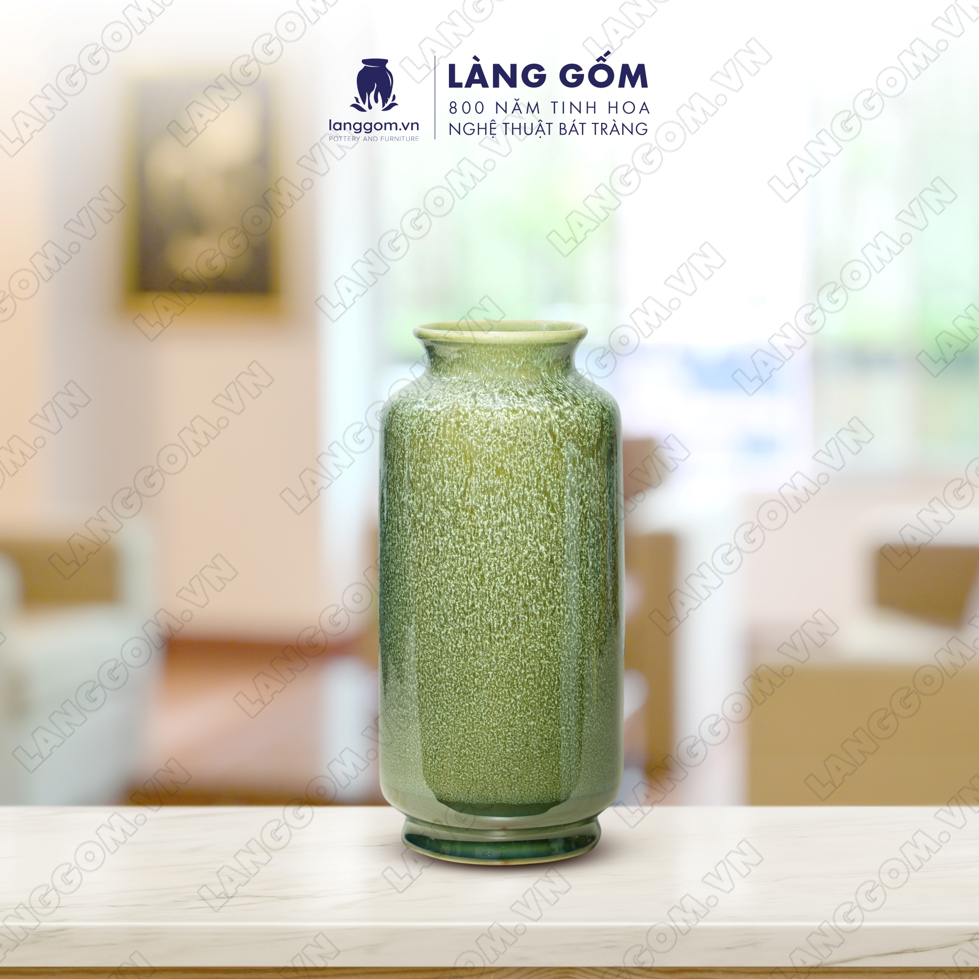 Bình hoa, lọ hoa Gốm sứ Bát Tràng cao cấp Men hỏa biến nhiều màu sắc dáng Trụ dùng làm quà tặng, trang trí - Làng Gốm