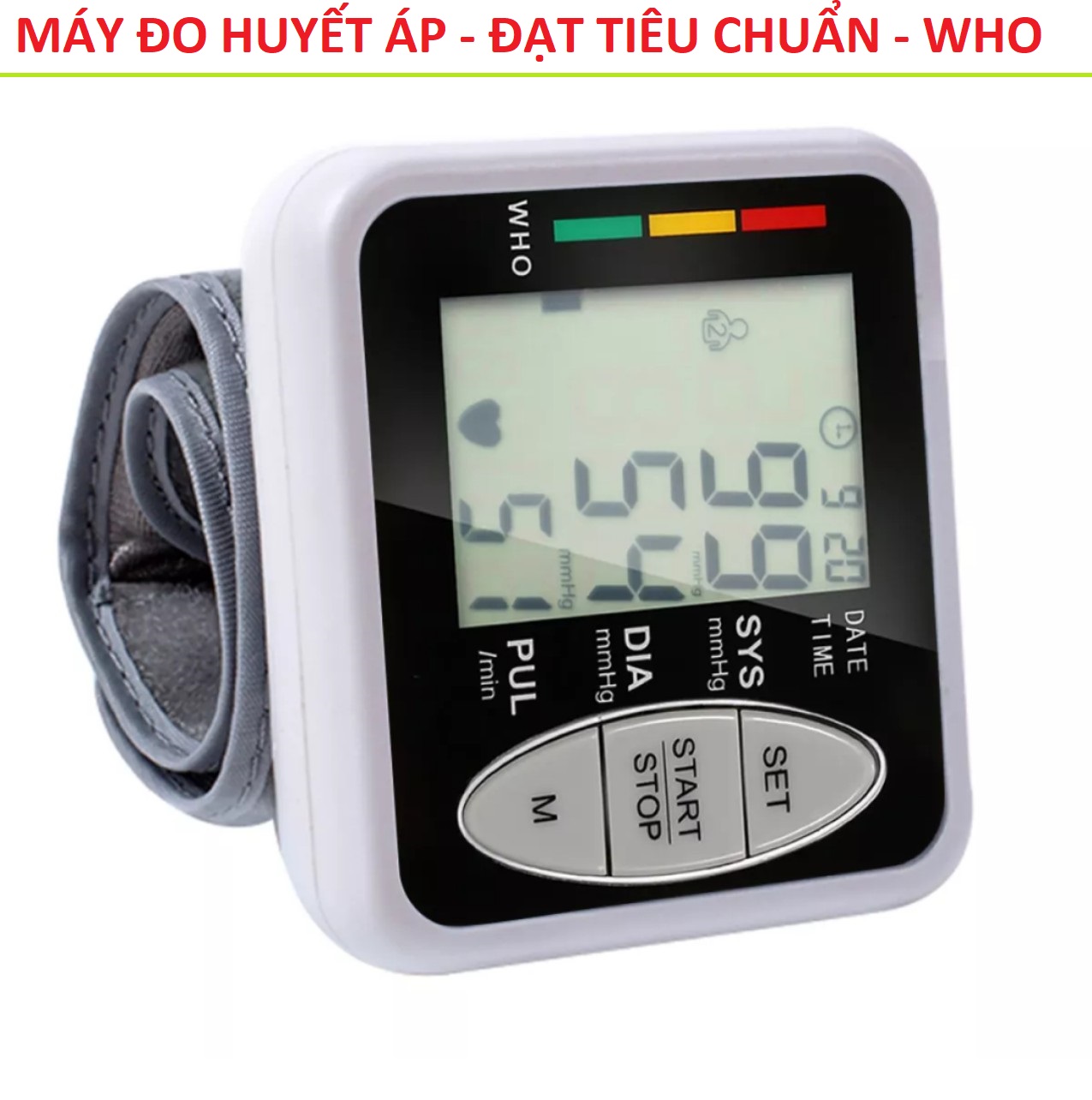 Máy đo huyết áp nhịp tim cổ tay điện tử màn hình led mẫu mới đo tex nhanh đạt Tiêu chuẩn WHO