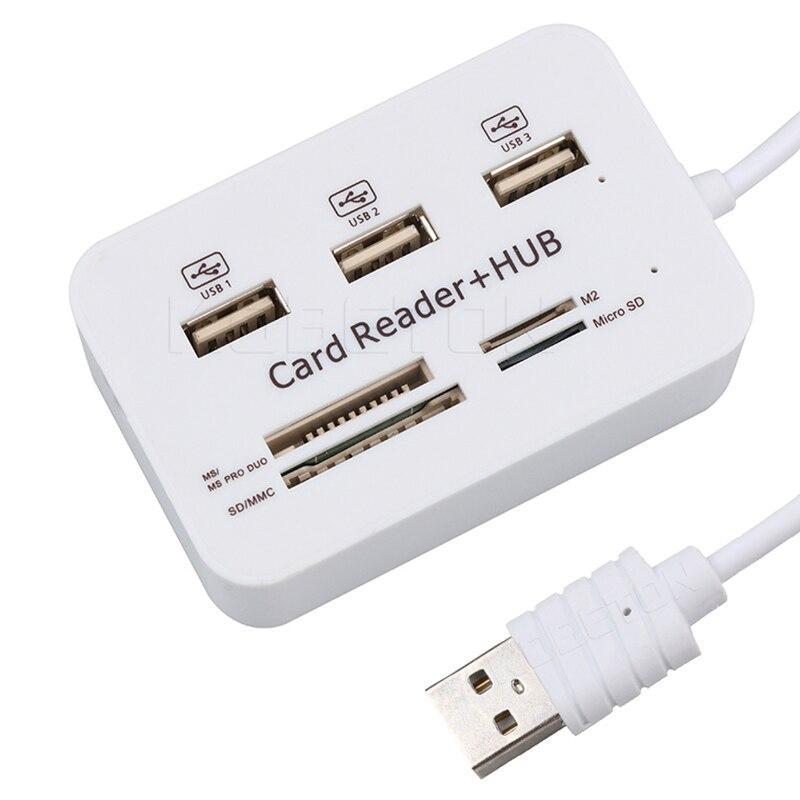 Thiết bị chia hub đa năng 3 cổng USB 2.0 tích hợp đầu đọc thẻ MS M2 SD / MMC TF