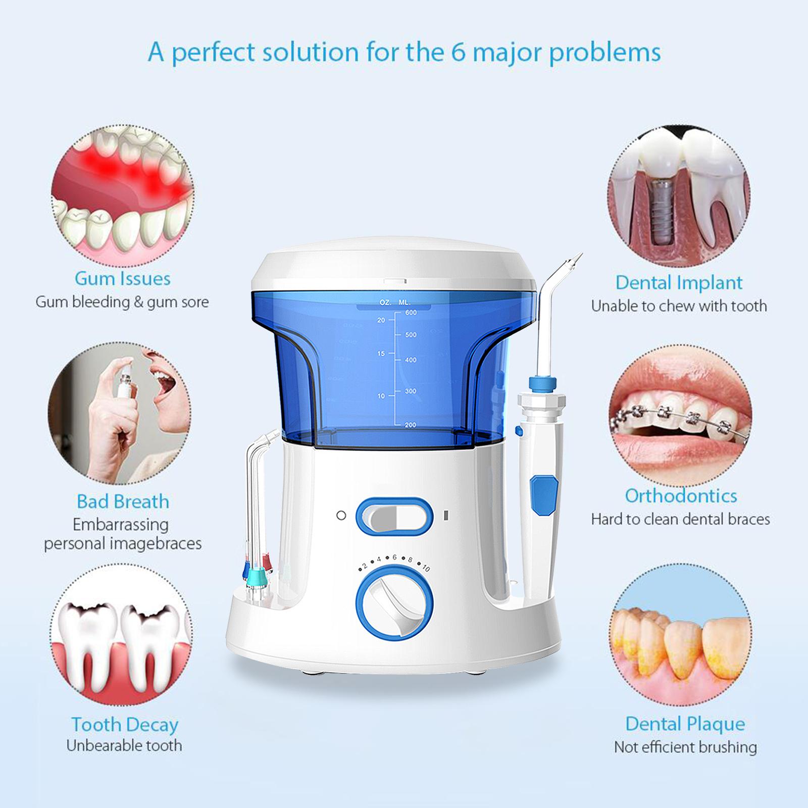 Máy Tăm Nước Điện Với Bình Chứa Nước 600Ml Không Thấm Nước 10 Mức Áp Suất