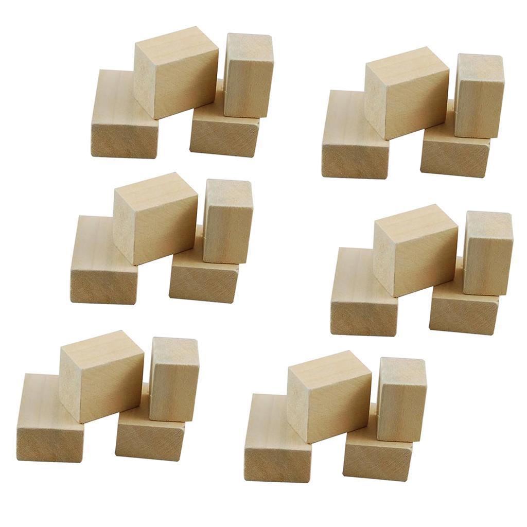 Natural Blank Wooden Cube Beads Children Unfinished DIY Craft Wood Blocks