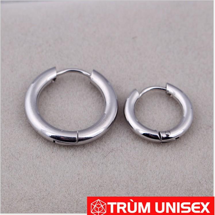 Khuyên Tai Inox Tròn Unisex 14mm 1 Đôi Không Gỉ