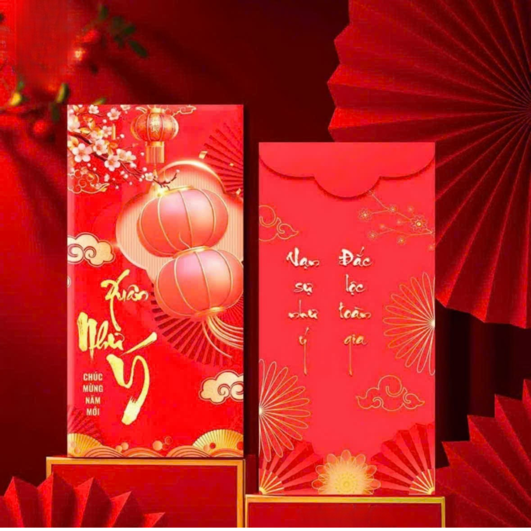 [Combo 100] Bao Lì Xì Truyền Thống Tết Nguyên Đán, Túi Đựng Mừng Tuổi Xuân Vạn Sự Như Ý Phúc Lộc Thọ