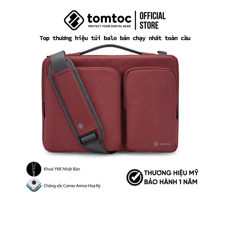 Túi đeo Tomtoc USA Versatile 360 Shoulder Bags cho Macbook Pro 15 - Màu đỏ, Hàng chính hãng