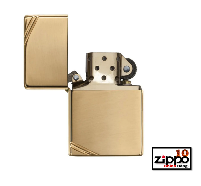 Bật lửa Zippo 270 (vàng bóng góc) High Polish Brass Vintage with Slashes 270 - Chính hãng 100%