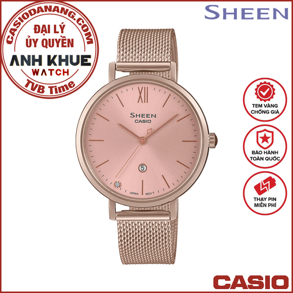 Đồng hồ nữ dây kim loại Casio Sheen chính hãng Anh Khuê SHE-4539CM-4AUDF (34mm)