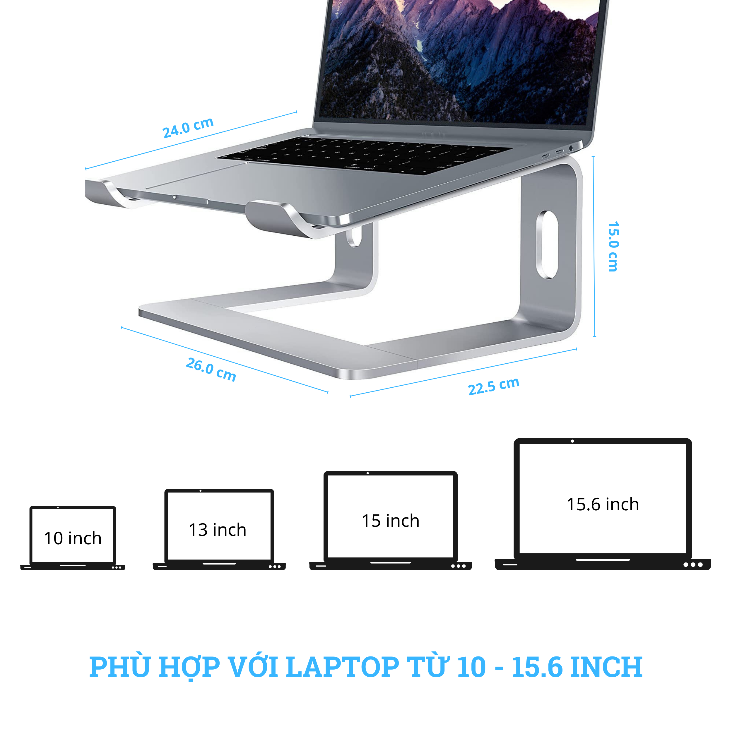 Giá Đỡ Máy Tính Laptop Macbook Besti BTY01 Hợp Kim Nhôm Cao Cấp Giúp Tản Nhiệt Có Thể Tháo Rời - Hàng Chính Hãng 