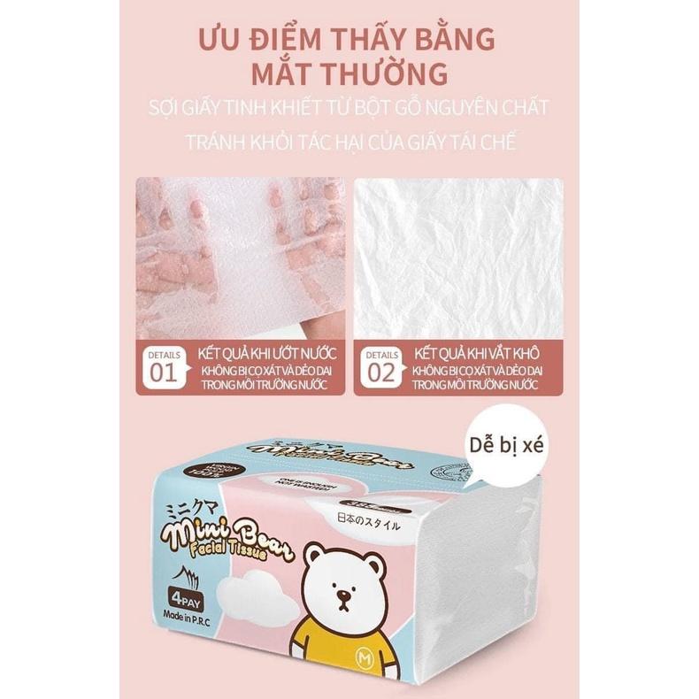 COMBO 10 gói Khăn Giấy Rút Mini Bear gói 300 tờ x 4 lớp - HTpaper