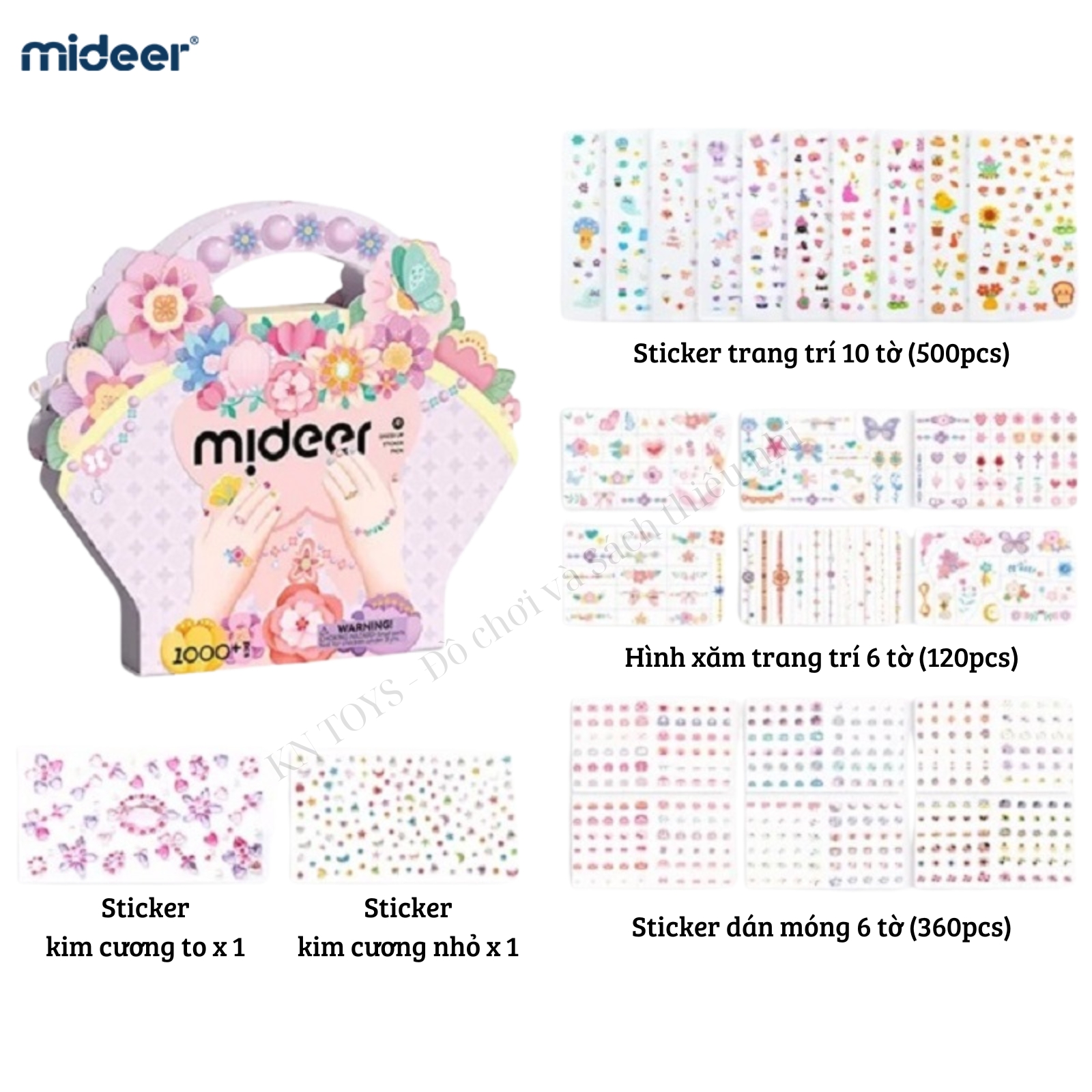 Đồ Chơi Sticker Hình Xăm, Dán Móng Tay Cho Bé Gái Mideer Garden Fairy Dress Up Sticker Pack 1000 miếng