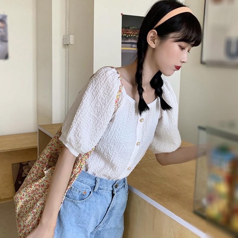 Áo Thun Nữ Tay Ngắn Màu Trơn Phong Cách Hàn Quốc