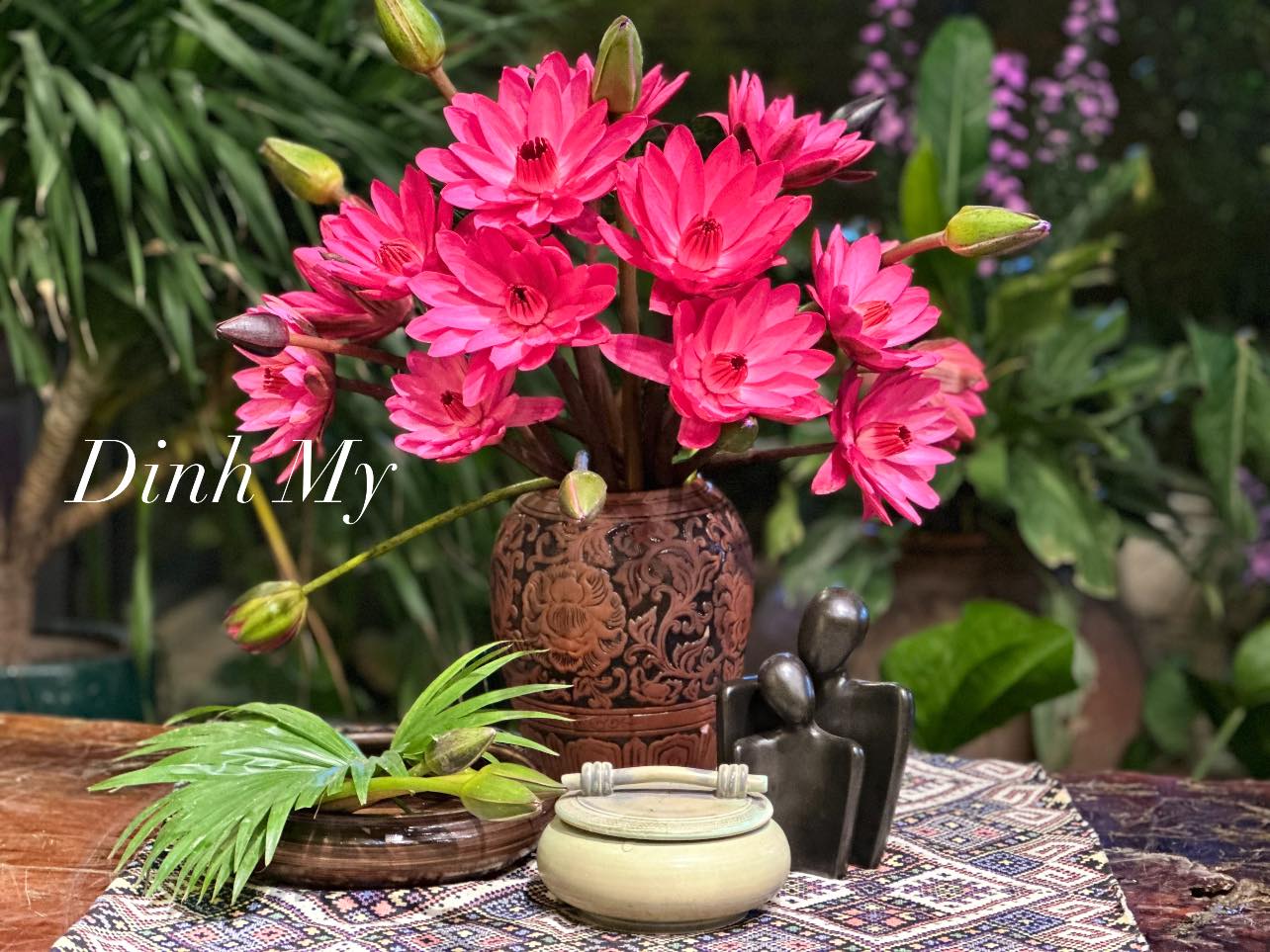 Bình Hoa Gốm Khắc Hoa Sen Cổ Phù Dung Nổi Nhiều Mẫu Gốm Sứ Bát Tràng Lọ Hoa Đất Đỏ - Gốm Bích