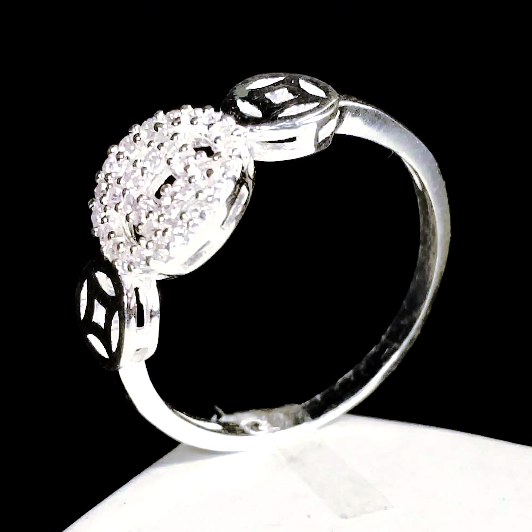 Nhẫn bạc nữ Kim Tiền đính đá - Trang sức Panmila (NN.K4)