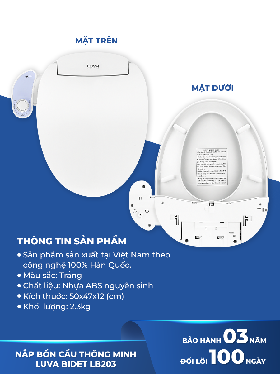 Nắp bồn cầu thông minh LUVA BIDET - LB203