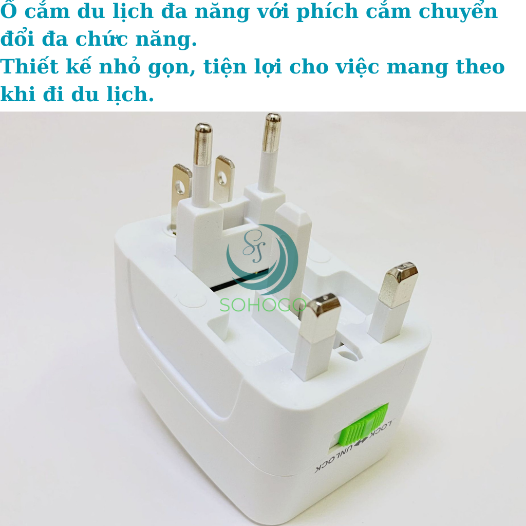 Ổ cắm điện du lịch 3 in 1 đa năng, dùng cho toàn cầu-Phích cắm chuyển đổi du lịch quốc tế Adapter