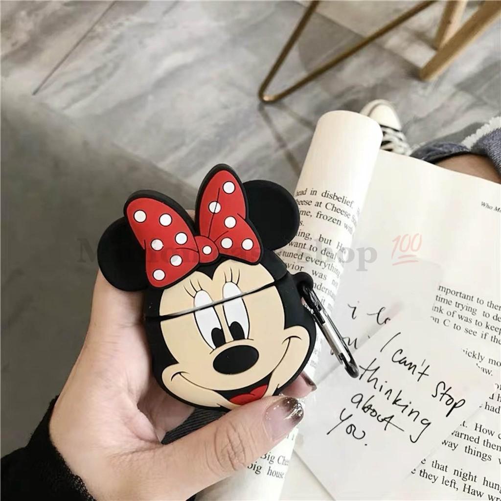 Hình ảnh Bao Case Ốp dành cho airpod 1 và 2, tai nghe bluetooth i11,i12, i100, i9s... silicon 3D chuột Mickey cao cấp