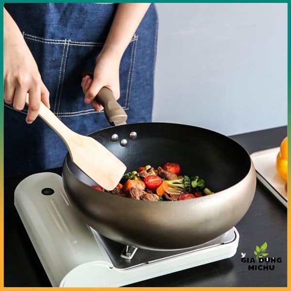 CHẢO BẦU CHỐNG DÍNH, CHẢO SÂU LÒNG VUNG KÍNH ĐÁY TỪ HÀN QUỐC SIÊU ĐẸP - sz 32cm