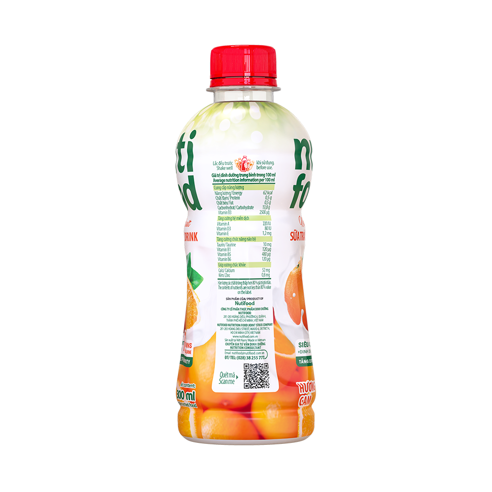 Thùng 24 chai Nước uống Sữa trái cây Nuti hương Cam chai 300ml TU.NTC01TI NUTIFOOD