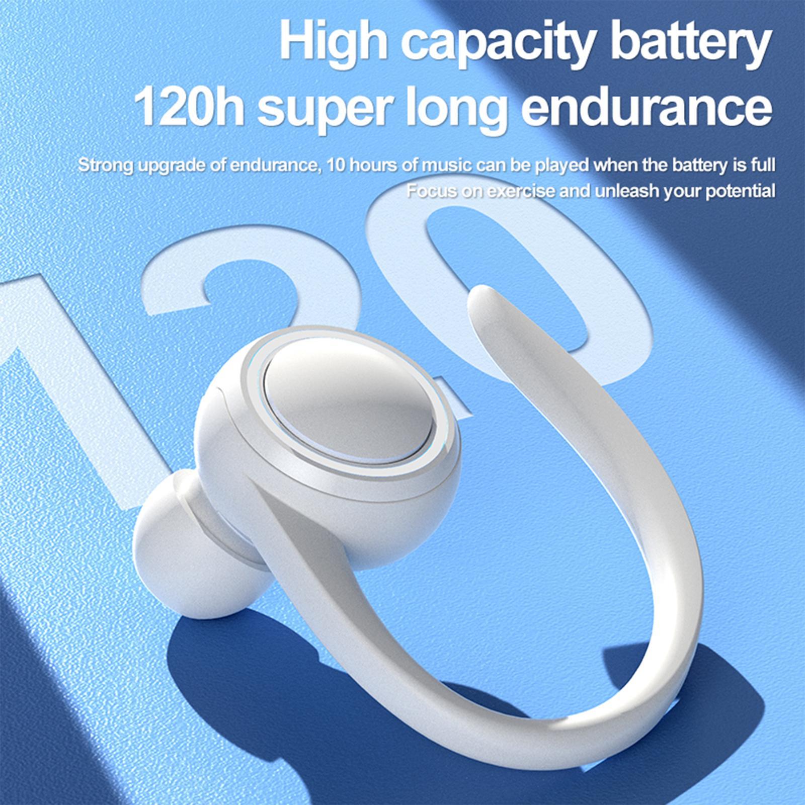 2x Wireless Bluetooth Headset Ear Hook In-Ear Earbuds Running white