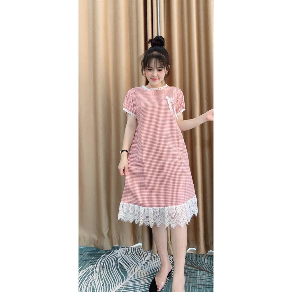 Đầm Bầu, Váy Bầu chân ren mẫu thiết kế mới FREESIZE từ 43kg tới 70kg