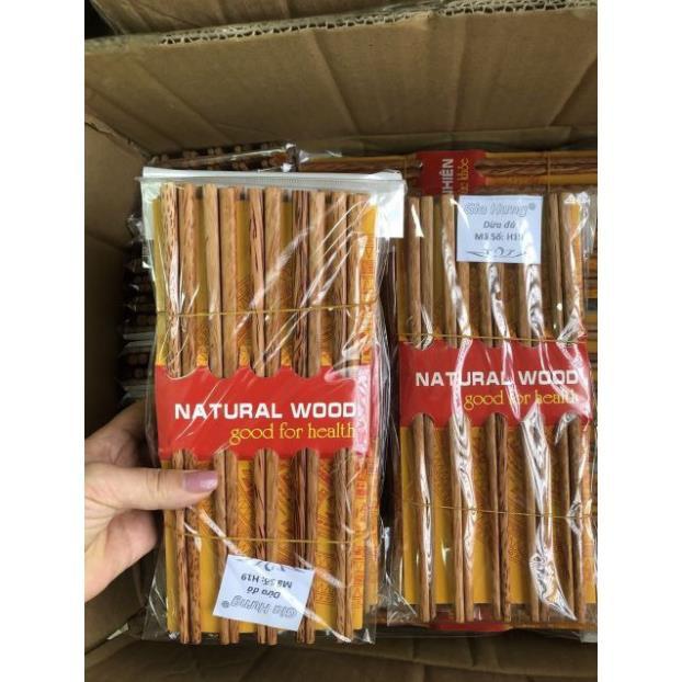 Bộ 10 đôi Đũa gỗ tự nhiên khảm trai chéo và trơn cao cấp