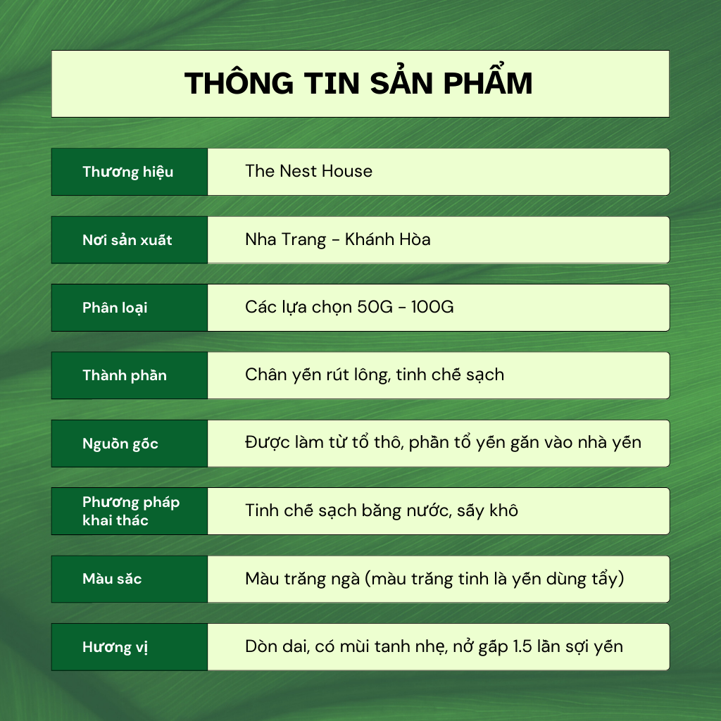 Chân Tổ Yến Sào Tinh Chế Rút Lông 50-100gr The Nest House