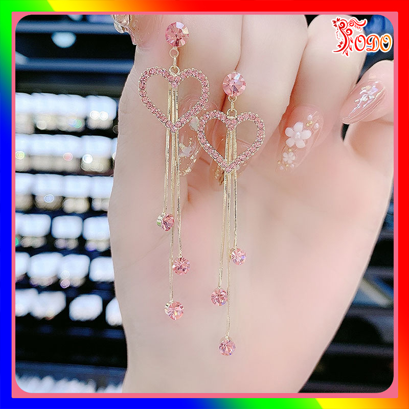 Bông tai kiểu thu đông đơn giản sành điệu S925 đính đá xuân hè CN142 lấp lánh đi học  -