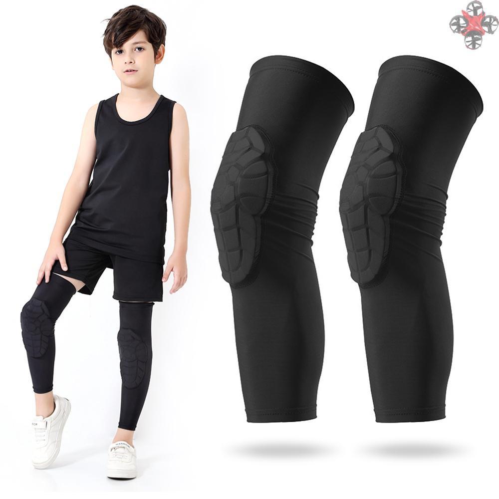 TOP Kids Compression Leg Sleeves Anti-Slip Leg Sleeves with Protective Knee Pads for Basketball Volleyball Skating