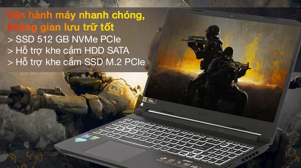 Acer Nitro AN515 57 720A i7 11800H/8GB/512GB/4GB RTX3050Ti/15.6"F/144Hz/Win11//Đen - Hàng chính hãng