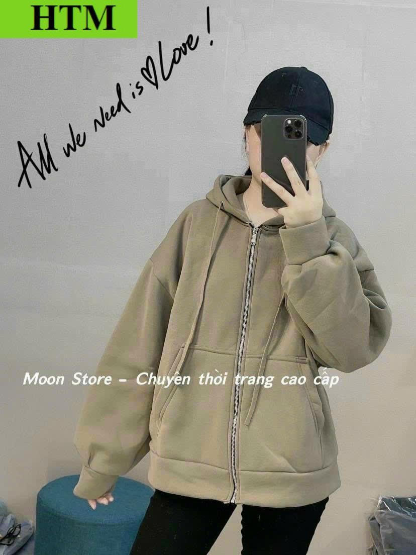 [FREESHIP] Áo Khoác Hoodie Nỉ Nữ Phối Dáng Form Rộng Siêu Đẹp Chất Liệu Vải Dày Dặn Mềm Mịn Hàng Hot Trend HTM FASHION - Nâu Đậm